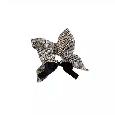 水中玉 韩系百搭格纹蝴蝶结方巾大肠头绳高级感发饰发绳 皮筋 发圈 女款