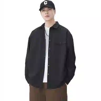 独驰 日系复古工装宽松翻领长袖衬衫 男女同款