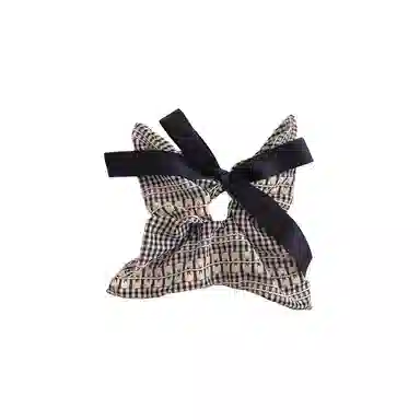 水中玉 韩系百搭格纹蝴蝶结方巾大肠头绳高级感发饰发绳 皮筋 发圈 女款