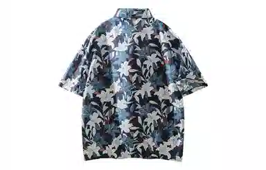 冰飞 日系复古花卉夏威夷轻薄宽松翻领短袖衬衫 男女同款