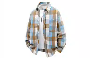 王者荣耀 鲁班七号星空梦想款美式复古多彩格纹高街简约基础款宽松小衫翻领休闲慵懒风百搭通勤长袖衬衫 男女同款