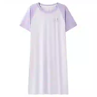 细舍 简约休闲舒适亲肤透气短袖家居服可外穿睡裙 女款 浅紫色