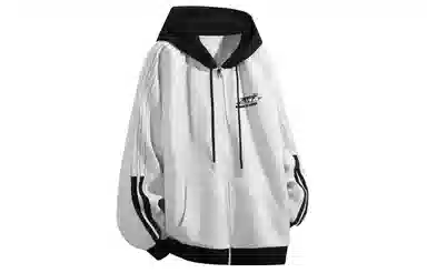 王者荣耀 李白款 数字字母涂鸦拼接拼色印花简约拉链长袖休闲宽松舒适常规宽松适中重磅连帽落肩袖卫衣 男女同款