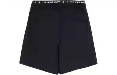 中国李宁 纯色百褶直筒休闲短裤 女款 黑色