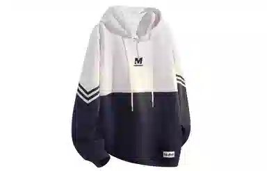 王者荣耀 梦奇款 美式复古简约创意字母印花拼接撞色条纹落肩长袖休闲宽松套头多巴胺重磅连帽卫衣 男女同款