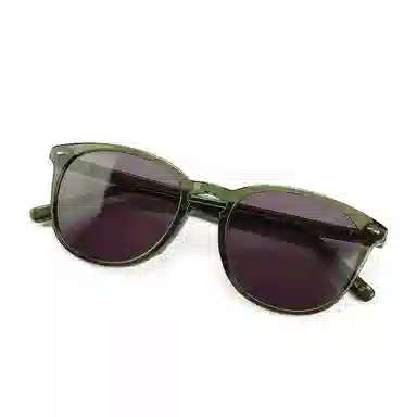 青雉作 日式经典 中性方框复古墨镜 偏光镜片防紫外线 开车驾驶镜 宽脸不夹脸 方形 太阳眼镜 男女同款情侣款 玳瑁色 千岁绿