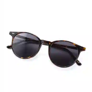 青雉作 少年感美式复古灰色墨镜波士顿细边超轻圆框 防紫外线偏光镜片开车驾驶镜 圆形 太阳眼镜 男女同款情侣款 玳瑁色 豆蔻色