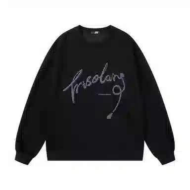 三体 文明系列 美式复古基础趣味字母发泡宽松休闲圆领套头百搭重磅高街潮牌时尚简约纯色学生保暖学院风情侣长袖卫衣 男女同款