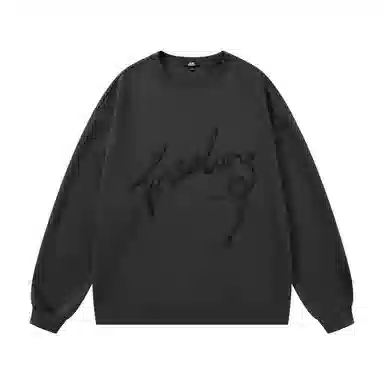 三体 文明系列 美式复古基础趣味字母发泡宽松休闲圆领套头百搭重磅高街潮牌时尚简约纯色学生保暖学院风情侣长袖卫衣 男女同款