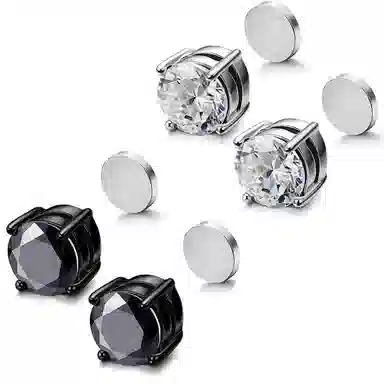B&Z Magnetic Sparkle Earrings Silver Black