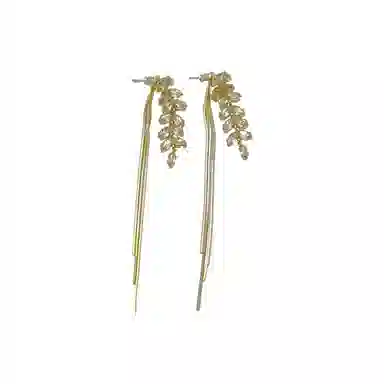 双生恋 穗穗顺意 麦穗流苏长款小众设计感百搭时尚精致日常通勤约会轻奢高级感 铜合金 耳环 女款