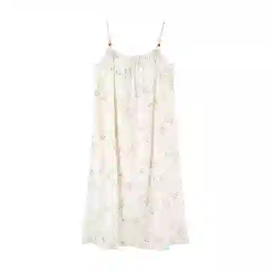 兰缪 慵懒吊带带胸垫防凸点可外穿家居服轻薄透气夏季睡裙 女款