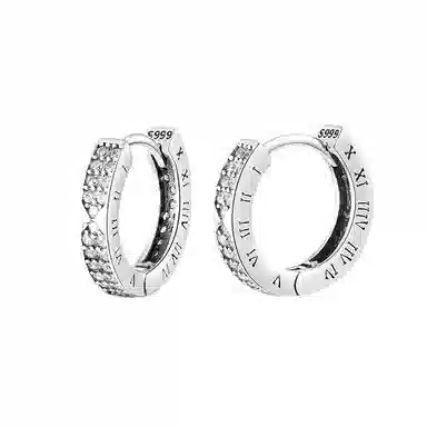 Xuanman Diamond Hoop Earrings S999 Silver