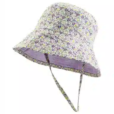 优莲茵 可爱碎花日系大帽檐遮阳显脸小水桶盆帽 海边出游户外显头小 轻便大头围可调节双面戴 棉 渔夫帽 女款