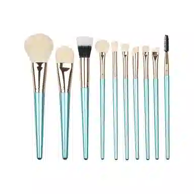 米甜兔  蓝金如锥化妆刷 亲肤柔软 十件套
