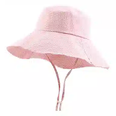 优莲茵 韩系小格纹慵懒登山帽显脸小百搭小众遮阳帽 大头围荷叶边显脸小轻便透气户外出游简约百搭 棉 渔夫帽 男女同款情侣款