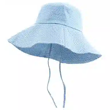 优莲茵 韩系小格纹慵懒登山帽显脸小百搭小众遮阳帽 大头围荷叶边显脸小轻便透气户外出游简约百搭 棉 渔夫帽 男女同款情侣款