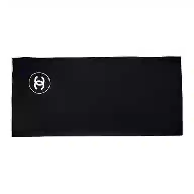 CHANEL Classic Logo Cashmere Silk Scarf Black