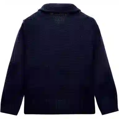ZARA Solid Button-Up Knit Sweater Blue