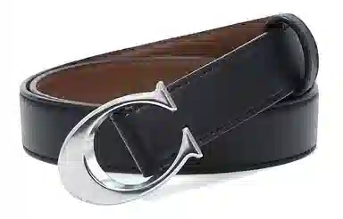 COACH Leather Belt Black Silver Buckle