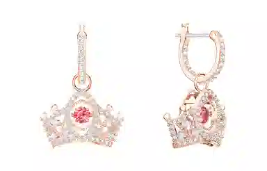 Swarovski Bee A Queen Drop Earrings Red Rose Gold