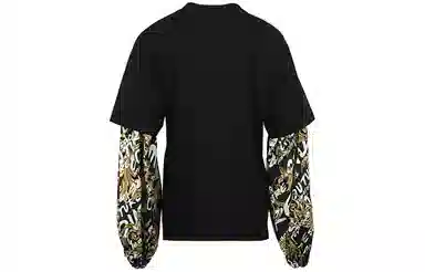 Versace Jeans Couture FW22 Printed Patchwork Crewneck Long Sleeve T-Shirt Black