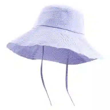 优莲茵 韩系小格纹慵懒登山帽显脸小百搭小众遮阳帽 大头围荷叶边显脸小轻便透气户外出游简约百搭 棉 渔夫帽 男女同款情侣款