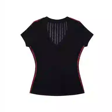 JUFU Colorblock Lace V-Neck Tee