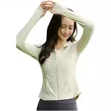 欧迪芬 修身连帽春夏冰丝防晒服凉感短款显瘦外套微喇叭裤两件套速干时尚运动风轻盈舒适感防晒衣透气性好时尚设计显瘦效果健身套装 女款