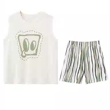 兰缪 纯棉薄款大码家居服睡衣套装 女款 图片色