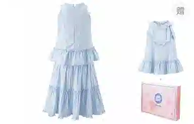 东鲸岁时记 法式气质海边度假风无袖连衣裙 女款 蓝色赠上衣