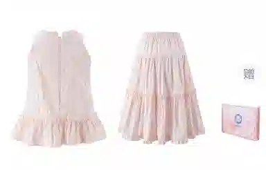 东鲸岁时记 法式气质海边度假风裙装套装 女款 礼盒装 莫奈花园粉色上衣+下裙（含内衬）