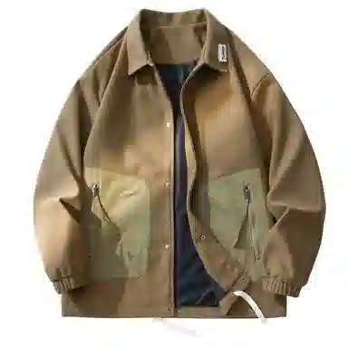 敦煌博物馆 日系学院简约百搭撞色拼接口袋翻领宽松薄款衬衫 男女同款