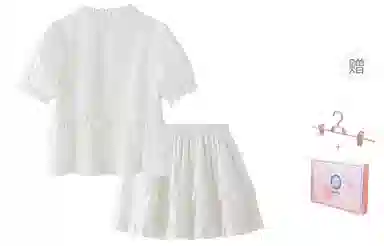 东鲸岁时记 减龄全棉法式独特绝美小上衣花边半身裙裙装套装 女款 礼盒装 白色