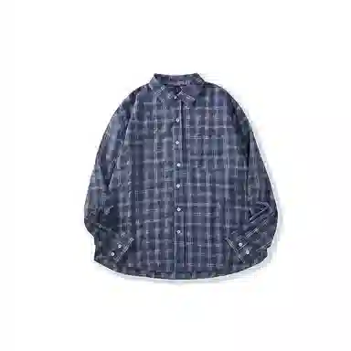 我是大卫 格子高级感痞帅休闲海岛度假风单排扣长袖衬衫 男女同款