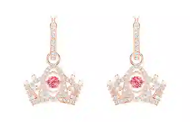 Swarovski Bee A Queen Drop Earrings Red Rose Gold