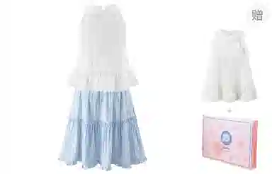 东鲸岁时记 海边度假风拉链无袖连衣裙 女款 白蓝