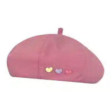 木林森 日系甜妹爱心百搭大头围显脸小薄款透气画家 棉 贝雷帽 女款