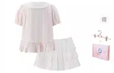 东鲸岁时记 可爱少女风娃娃领短袖衬衫纯色设计感半身短裙裙装套装 女款 两件装 礼盒装 碎花手册粉色衬衫+白色短裙（内含打底裤） 买赠裙夹