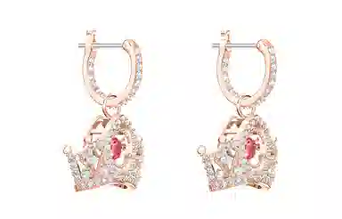Swarovski Bee A Queen Drop Earrings Red Rose Gold