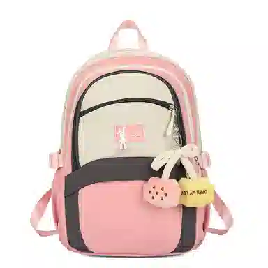 彤彤兔 撞色设计简约 尼龙 书包背包双肩包 女款 粉色/绿色/黑色