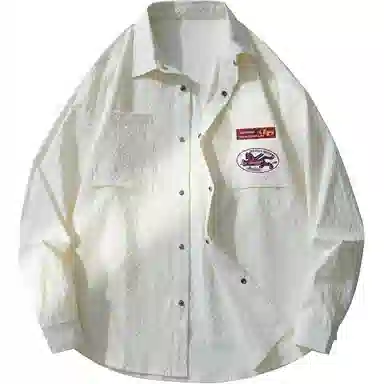 敦煌博物馆 日系复古纯色华夫格舒适百搭休闲翻领长袖衬衫 男女同款