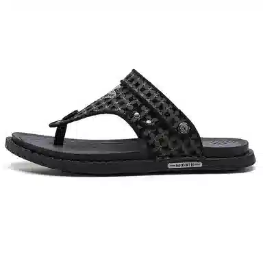 潮泽 百搭时尚潮流 车缝线 防磨人字拖鞋 男款