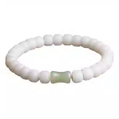 妍韵珠宝 和田玉竹节文玩 白玉菩提 手串 男女同款情侣款