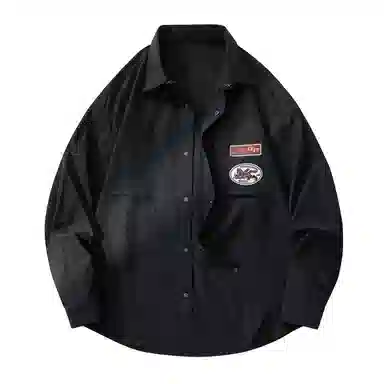 敦煌博物馆 日系复古纯色华夫格舒适百搭休闲翻领长袖衬衫 男女同款