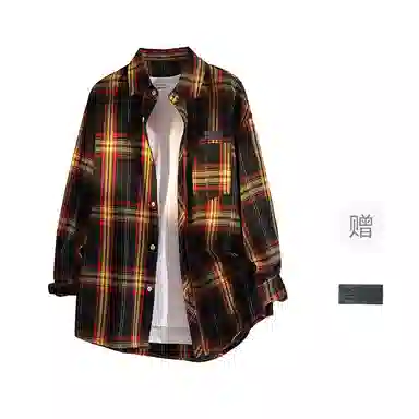 YOSICIL Plaid Shirt Detachable Brooch