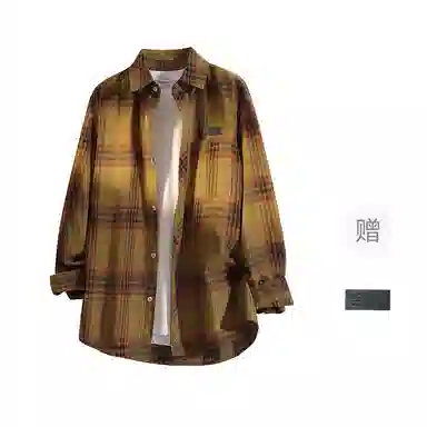 YOSICIL Plaid Shirt Detachable Brooch