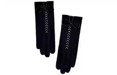 优幽兰 秋冬季电动车骑车设计感氛围感小众五指分指百搭时尚防风防寒通勤护手气质高级感穿搭 绒线手套 女款