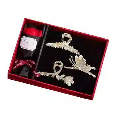 缔晶 森系清新蝴蝶花朵鲨鱼夹 时尚气质百搭发饰 合金 发夹 女款