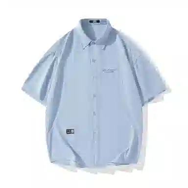 三体 不要回答系列 简约字母印花基础翻领开衫休闲宽松百搭美式复古高街潮牌时尚舒适学生多巴胺透气薄款短袖衬衫 男女同款